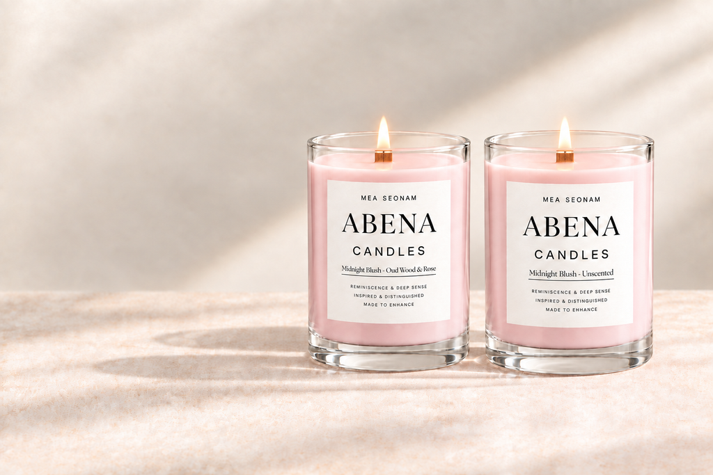 Midnight Blush pink scented and unscented candle duo