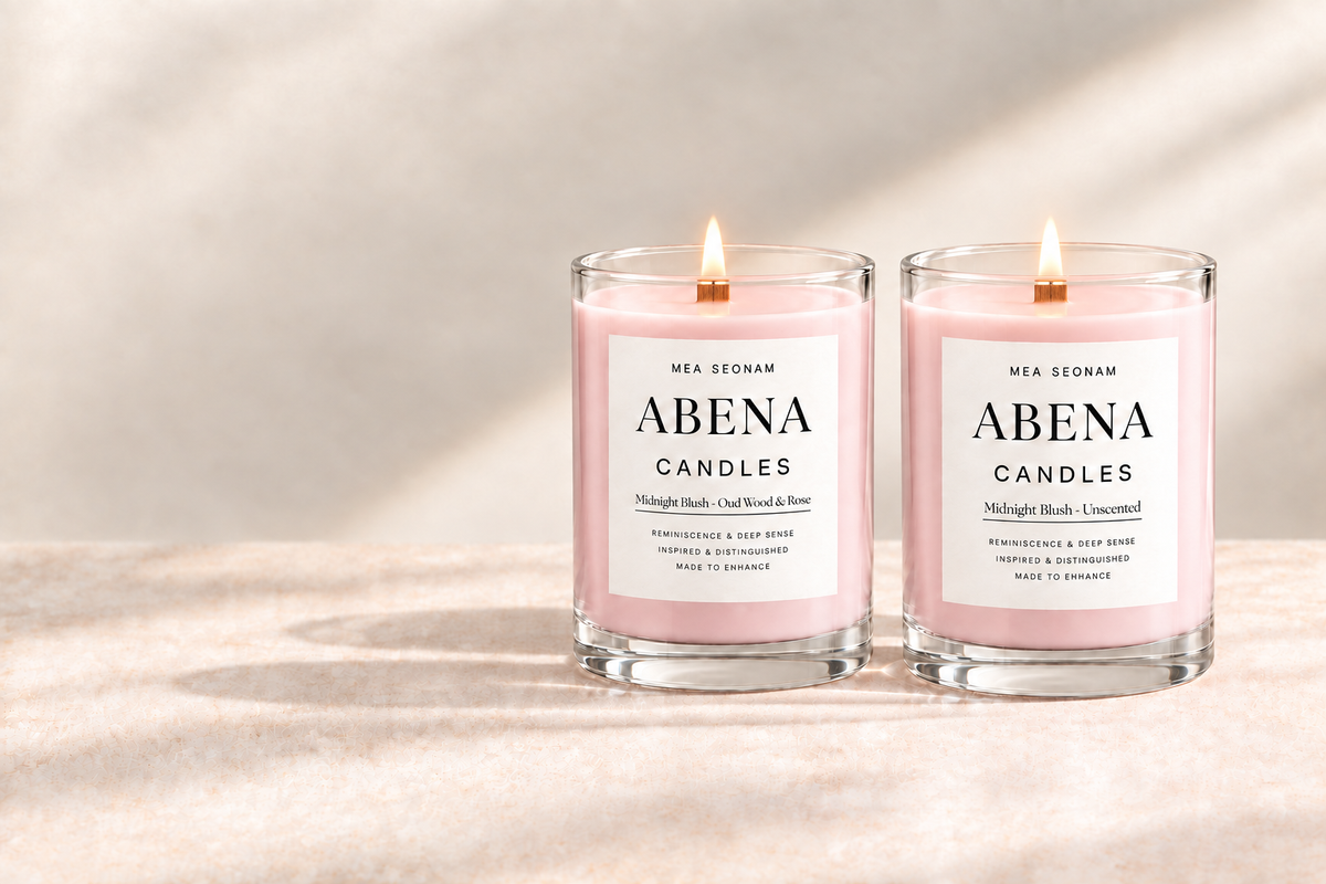 Midnight Blush pink scented and unscented candle duo