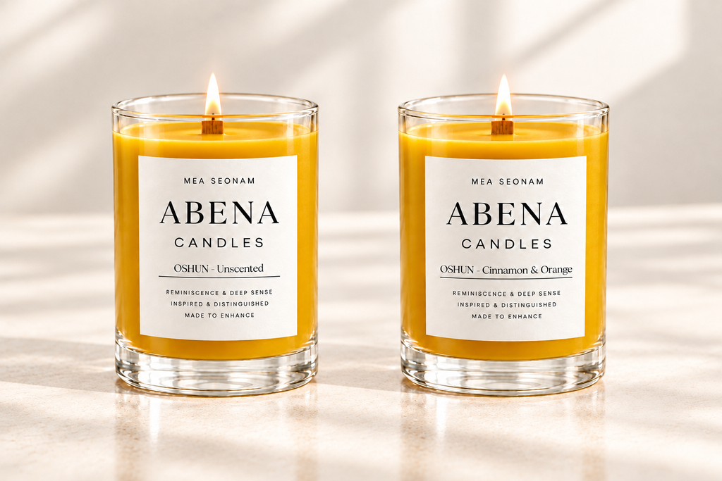 OSHUN yellow scented and unscented candle duo