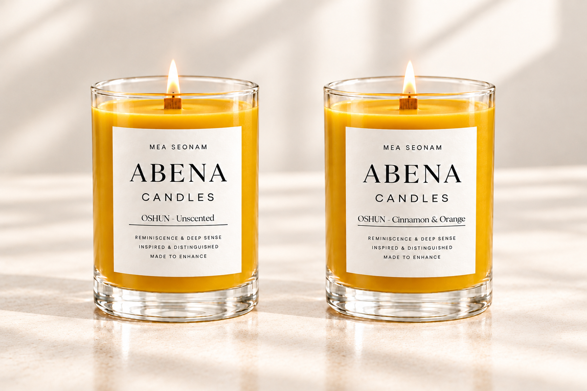OSHUN yellow scented and unscented candle duo