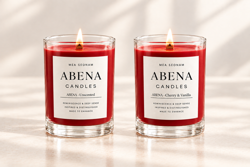 ABENA red scented and unscented candle duo